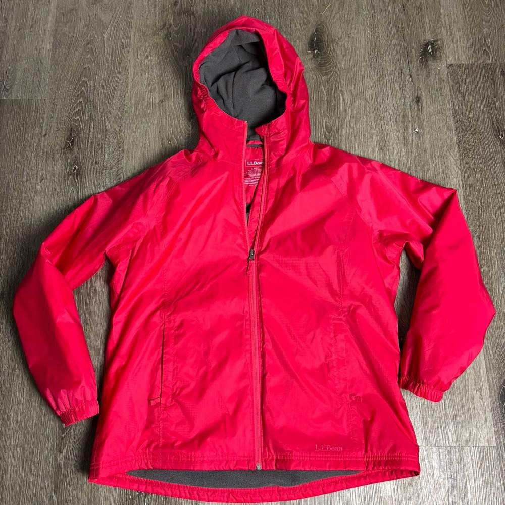 L.L. Bean Women's Bright Pink Hooded Rain Jacket